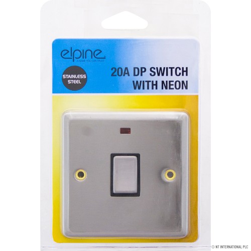 20A DP Switch with Neon S/Steel