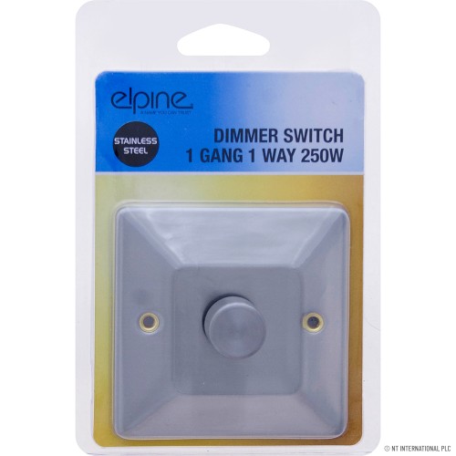Dimmer Switch 1 Gang 2 Way 250w S/Steel