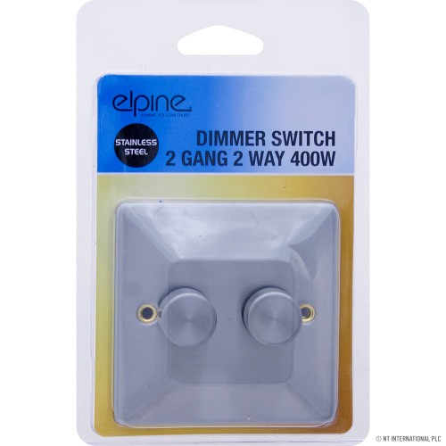 Dimmer Switch 2 Gang 2 Way 400w S/Steel