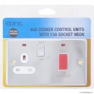 45A Cooker Switch - 13A Socket Neon Chrome