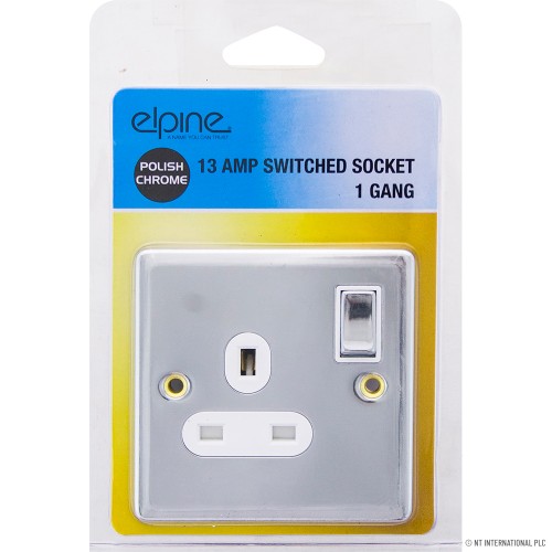 13A 1 Gang Switched Socket Chrome
