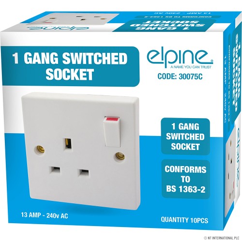 13A 1 Gang Switched Sockets ( 10 ) White