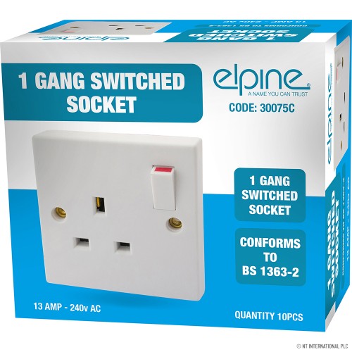 13A 1 Gang Switched Sockets ( 10 ) White