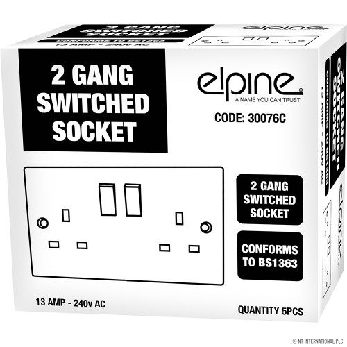 13A 2 Gang Switched Socket (5) White