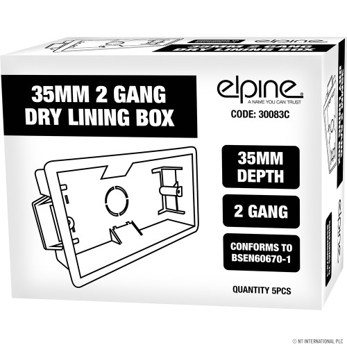 2 Gang Dry Lining Box 35mm Double ( 5 ) White