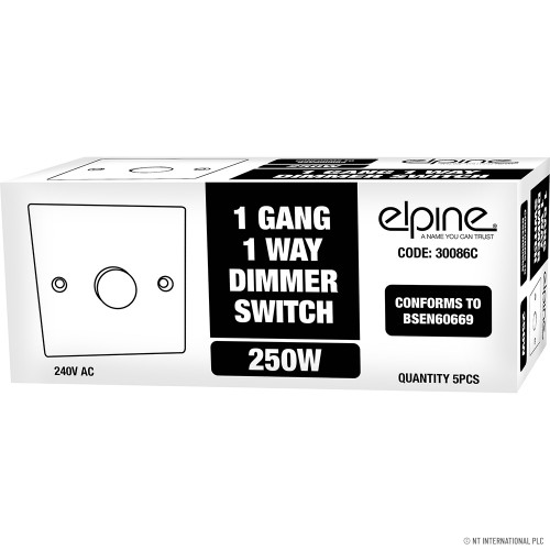 Dimmer Switch 1 Gang 1 Way 250W ( 5 ) White