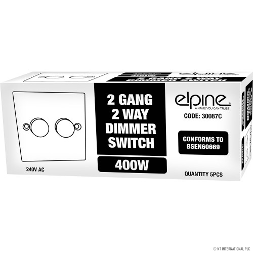 Dimmer Switch 2 Gang 2 Way 400W ( 5 ) White