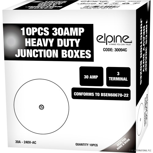 30 Amp Junction Box 3 Terminals (10) White