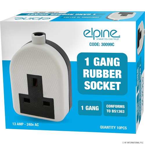 13A 1 Gang Rubber Socket ( 10 ) White