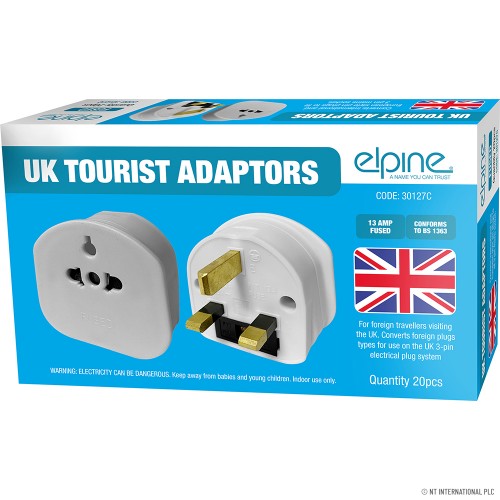 UK Tourist / Visitor Adaptor ( 20 ) White