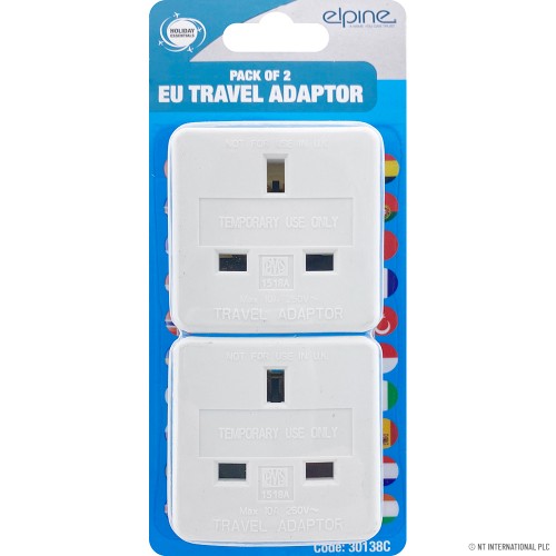 2pc 10A EU Travel Adaptor With European Pin