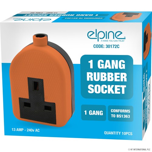 13 AMP 1GRubber Socket,Orange