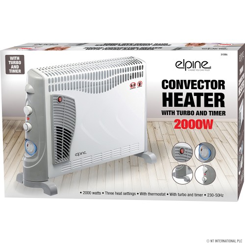 Convector Heater Grey with Timer & Turbo Fan