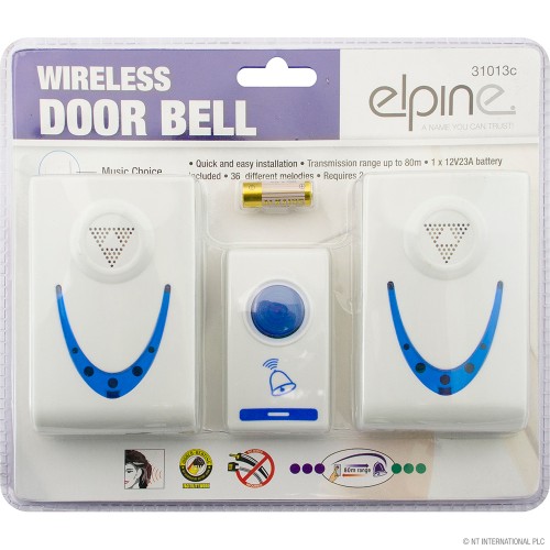 2pc Wireless Door Bell Chime Kit