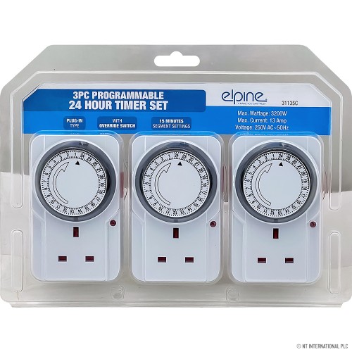 3pk 24 Hours Programmable Mechanical Timer