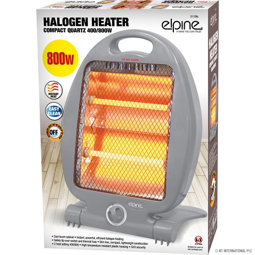 2 Bar 800w Halogen Quartz Heater
