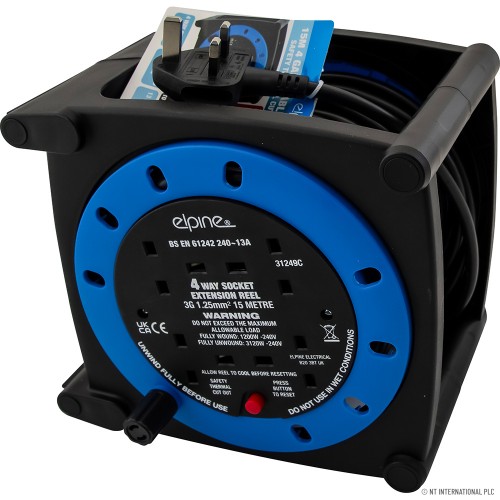 4Way 13 A 15meter cable reel