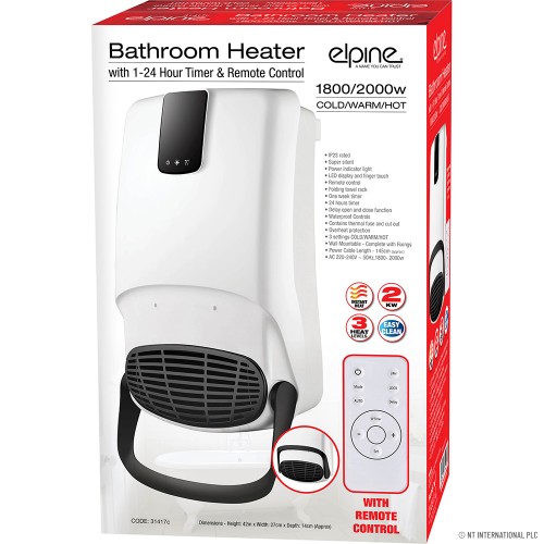 2000W Large Bathroom Heater - Fan