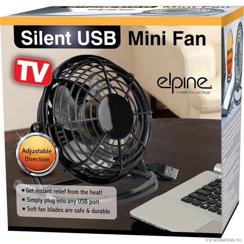 Mini Silent USB Desk Fan - Black
