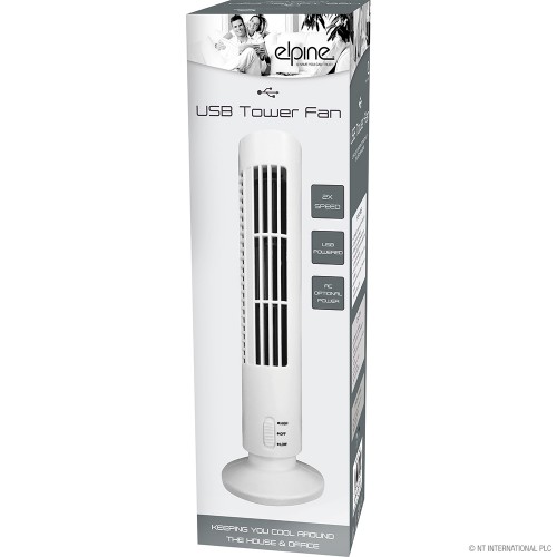 Mini Tower Desk Fan - USB - White