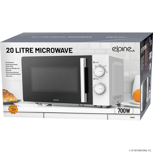 20L Manual Microwave Oven- White