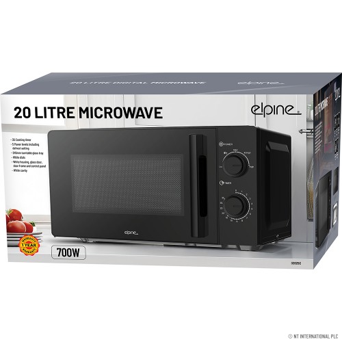 20L Manual Microwave Oven- Black