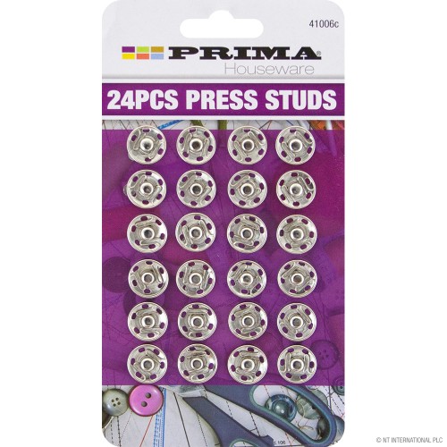 24 Press Studs - On Card