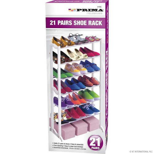 21 Pairs Stackable Shoe Rack White