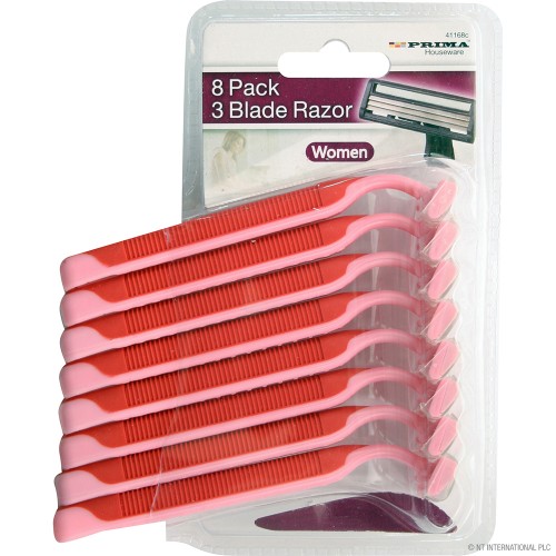 8pc Ladies Triple Blade Razor - Pink