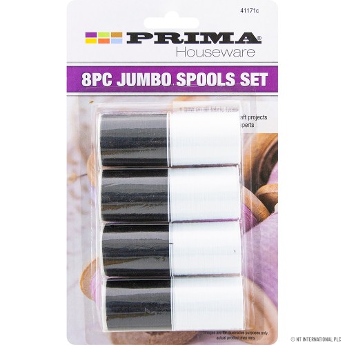 8pc Jumbo Spool Sewing Thread White/Black
