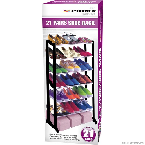21 Pair Stackable Shoe Rack Black Colour