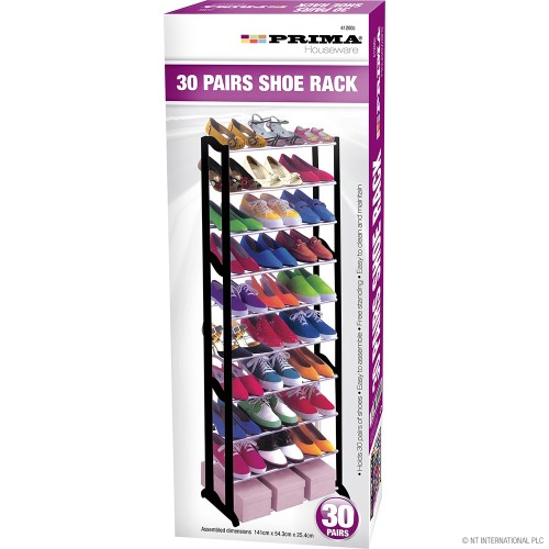 30 Pairs Stackable Shoe Rack - Black