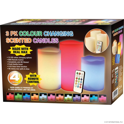3pc Colour Changing Scented LED Candles