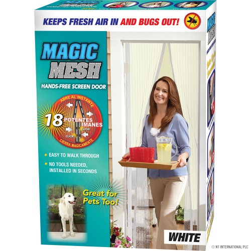 Magic Mesh Insect Door Screen - White