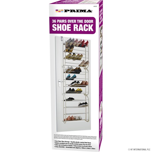 36 Pair Over the Door Shoe Rack - White