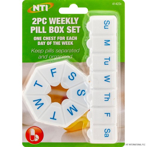2pk 7 Day Weekly Pill Box Set