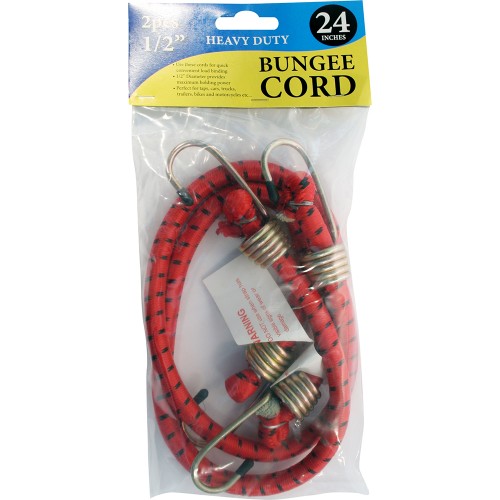2pc 1/2" 24" Bungee Cord Red