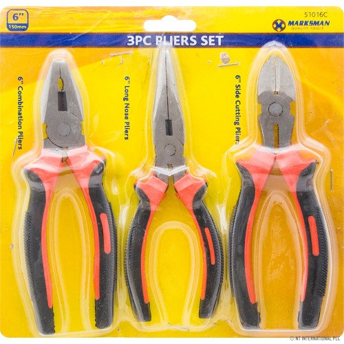 3pc Pliers Set - Red/Black