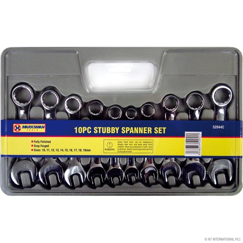 10pc Stubby Spanner Wrench Set