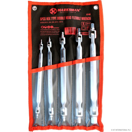 5pc Hex Type Double Head Flexible Wrench