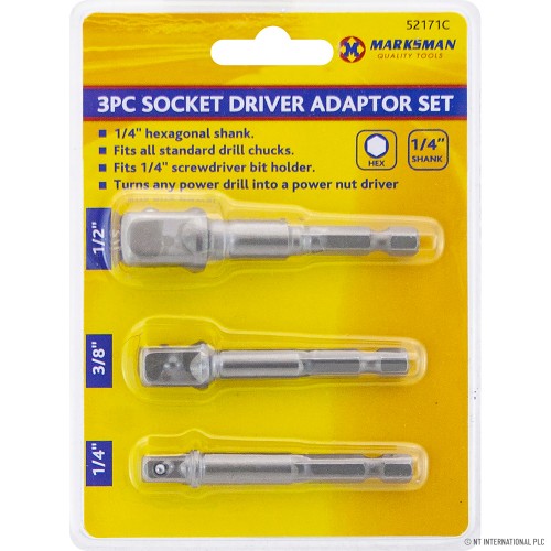 3pc Socket Driver Adaptor Set 1/4