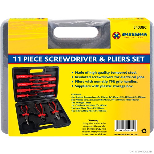 11pc Screwdriver & Plier Set