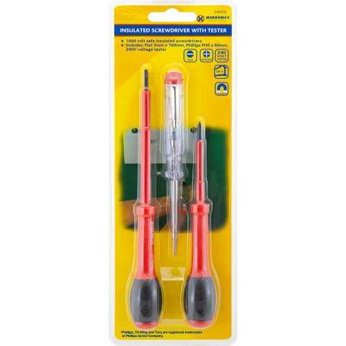 3pc Insulated Screwdriver & Tester Set