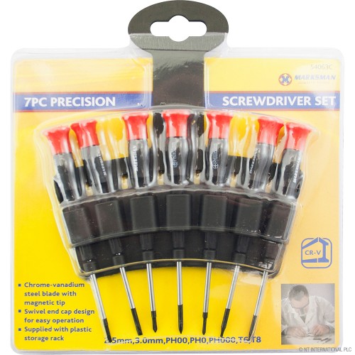 7pc Precision Screwdriver Set - Blister