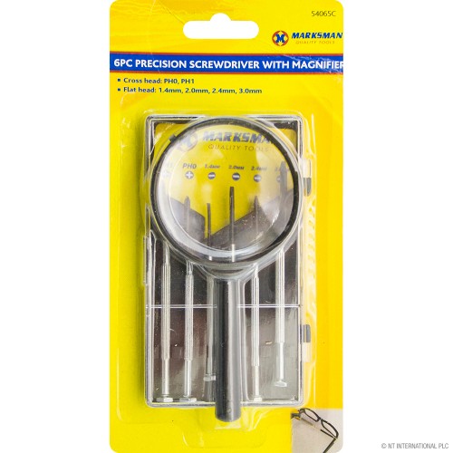 6pc Precision Screwdriver With Magnifier