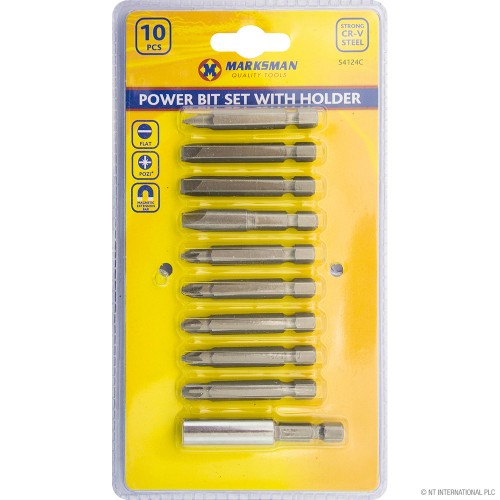 10pc Power Bit Set with Holder