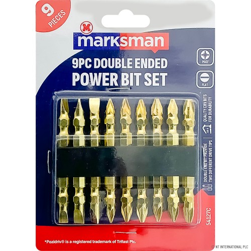 9pc Double Ended Power Bit Set ( Gold )