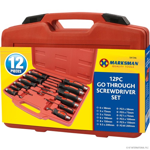 12pc Go Through Screwdriver Set - Blowcase