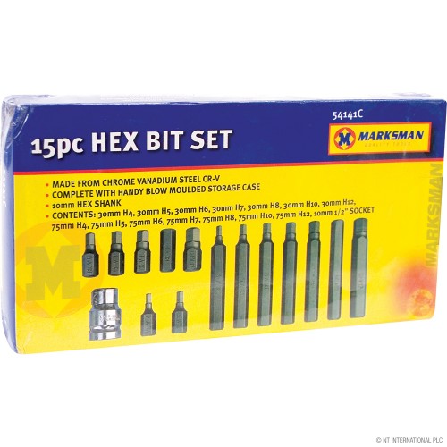 15pc Hex Screwdriver Bit Set