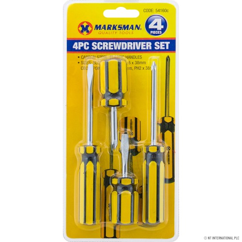 4pc Screwdriver Set - Yellow/Black